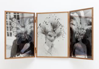 Trifold Mirror and found photographs